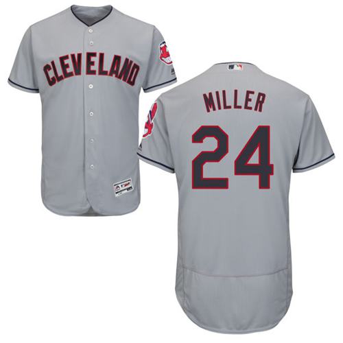 Indians #24 Andrew Miller Grey Flexbase Authentic Collection Stitched MLB Jersey - Click Image to Close